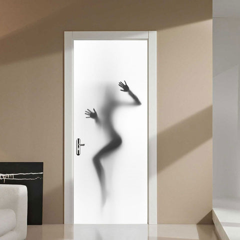 2 pezzi/set silhouette porta Art Decor casa creativo fai da te 3D adesivi per porte modello per la decorazione della porta della casa della stanza da parete, 3D Door Sticker