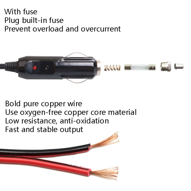 Car Compressor Refrigerator Line 12/24V Semiconductor Refrigerator Power Cord Cigarette Lighter Line, With Switch 1m, With Switch 2m, With Switch 4m    ...