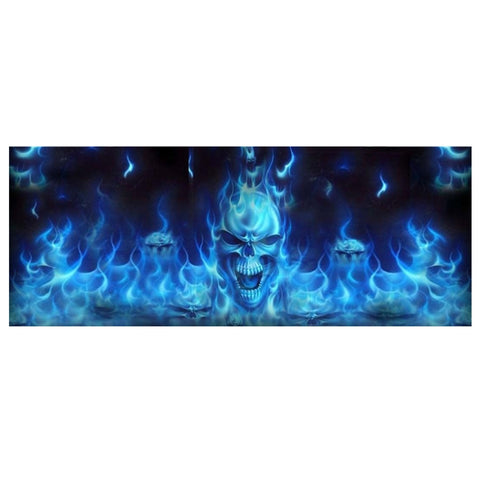D-738 Adesivo grafico a colori per finestrino posteriore per auto con teschio in fiamme, 135x36 cm, D-738