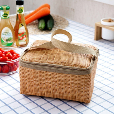 Contenitore per il pranzo al sacco termico portable isolé en tissu imitation rotin