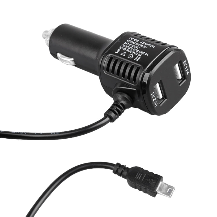 H519 Car Charger Driving Recorder Power Cord Dual USB With Display Charging Line, Specification:, Mini Straight, Mini Right Elbow, Mini Left Elbow      ...