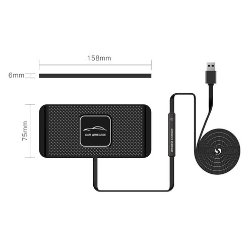 15W Wireless Car Charger with Anti-Skid Mats & 1m Cable