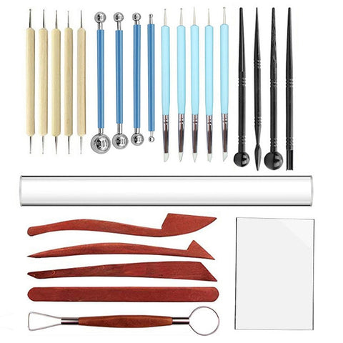 25 in 1 set di materiali artistici combinati per la produzione di sculture in ceramica morbida, 25 in 1 Art Supplies Set