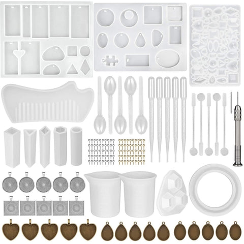 129 in 1 set di stampi in silicone per resina epossidica con ciondolo collana gemma tempo, Necklace Mold Set