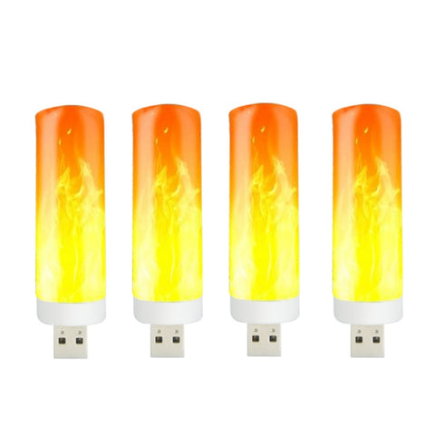 Lampada a fiamma imitazione LED a lume di candela USB da 4 pezzi, 4 PCS Flame Lamp