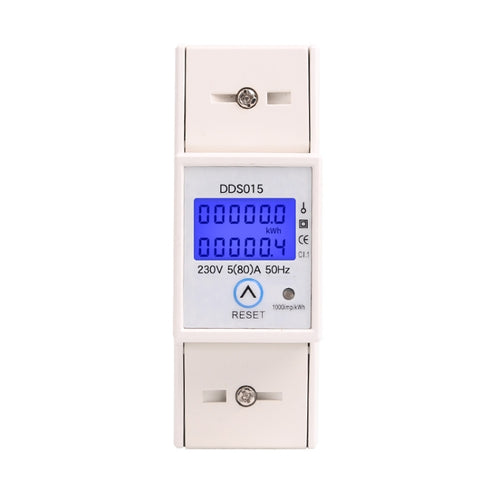 SINOTIMER DDS015 Display retroilluminato Contatore di energia su rotaia domestica monofase 5-80A 230V, DDS015