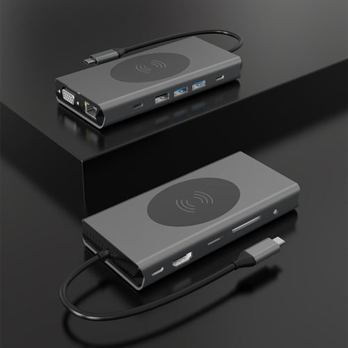 13-in-1 Type-C Docking Station with Wireless Charging Hub