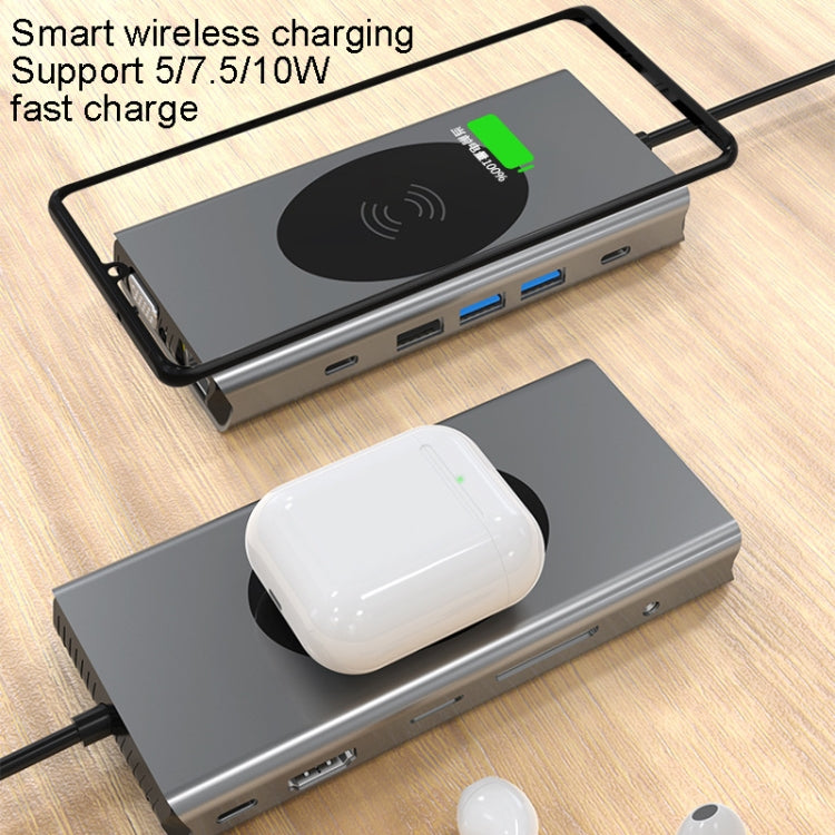 13-in-1 Type-C Docking Station with Wireless Charging Hub