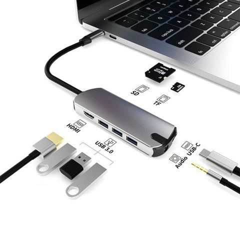 Dock d'extension de type C Hub HUB, convertisseur USB pour ordinateur portable 8 en 1, HUB USB