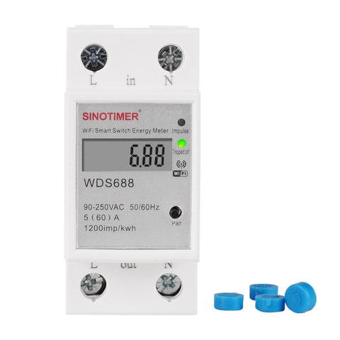 SINOTIMER WDS688 Misuratore di potenza monofase Smart WiFi APP mobile Contatore per guida domestica 5-60A 230V, WDS688