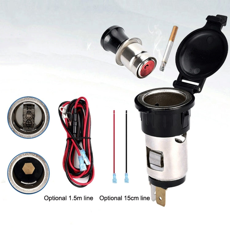 Car Modified Cigarette Lighter Waterproof Vehicle Charging Power Socket No Cigarette Type (with 1.5cm Line), Cigarette Type (with 1.5m Line)            ...
