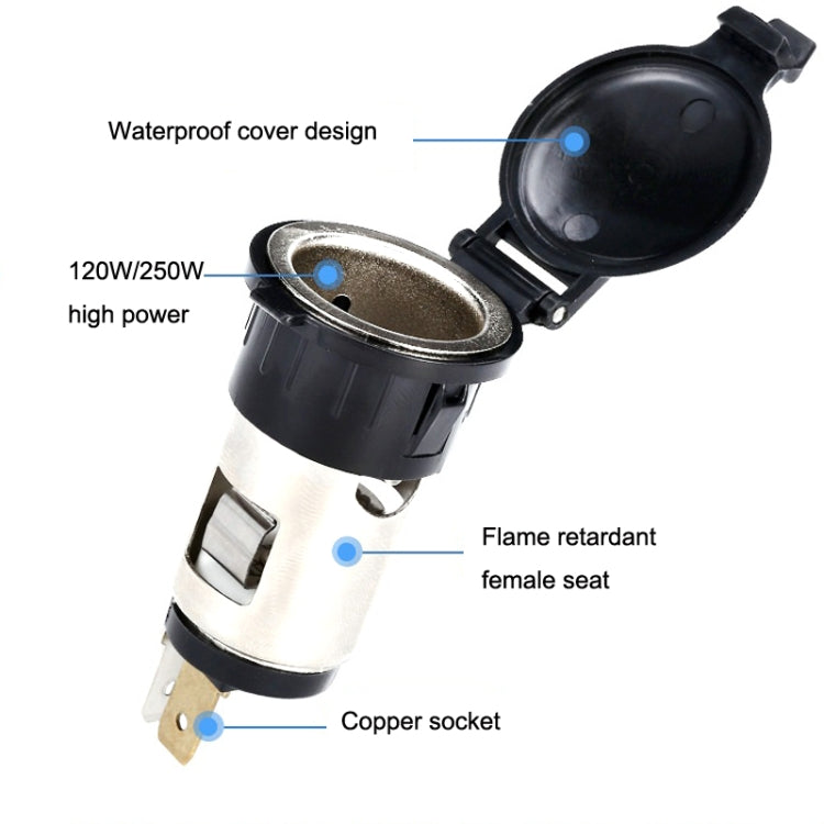 Car Modified Cigarette Lighter Waterproof Vehicle Charging Power Socket No Cigarette Type (with 1.5cm Line), Cigarette Type (with 1.5m Line)            ...