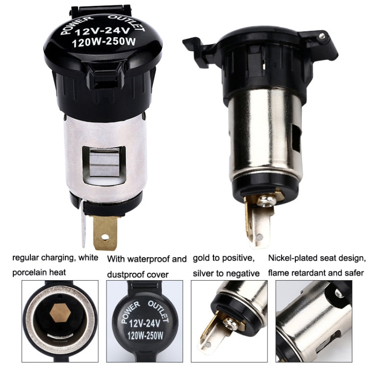 Car Modified Cigarette Lighter Waterproof Vehicle Charging Power Socket No Cigarette Type (with 1.5cm Line), Cigarette Type (with 1.5m Line)            ...