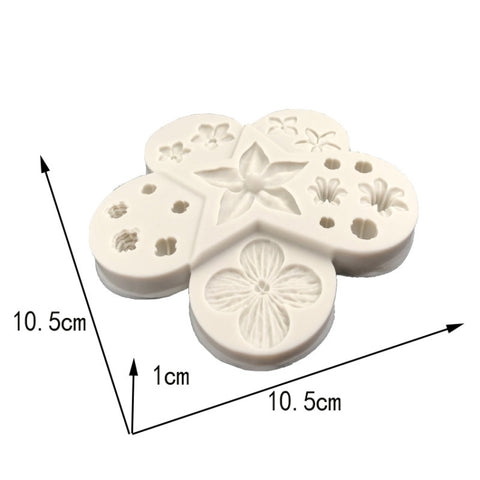 5 pièces combinaison de fleurs et de feuilles Stampo en silicone Fondente outil de modélisation fai-da-te, outil de modélisation bricolage