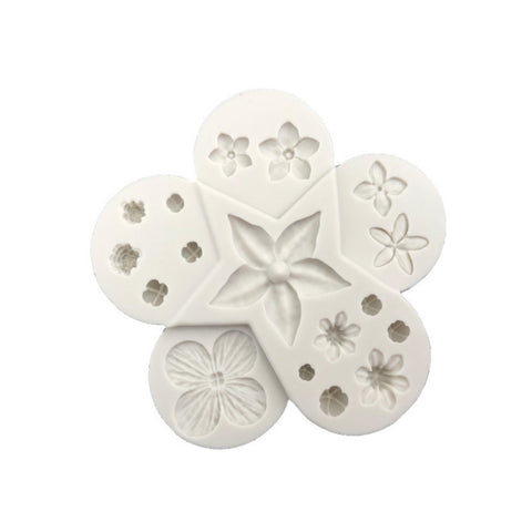 5 pièces combinaison de fleurs et de feuilles Stampo en silicone Fondente outil de modélisation fai-da-te, outil de modélisation bricolage