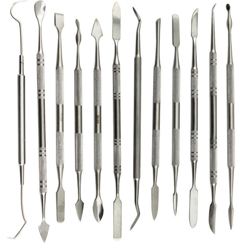 12 in 1 coltello da intaglio per cera in acciaio inossidabile set di strumenti dentali strumento per modellare l'argilla, 12 In 1 Knife