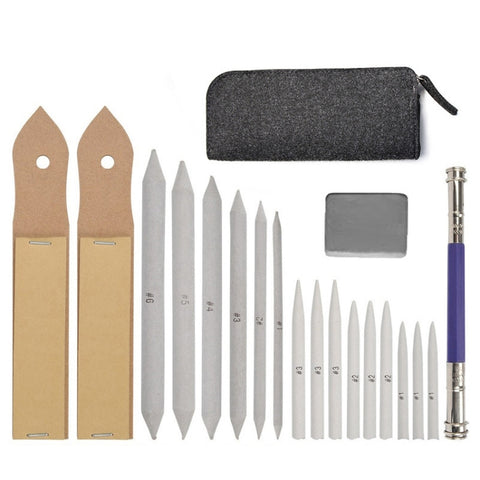 19 in 1 Blending Smudge Stump Stick Tortillon Sketch Art Drawing Carbone Sketching Tool Pen, 19 In 1