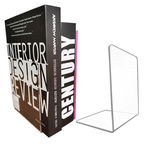 2 PZ Acrilico Trasparente Leggio Fermalibri a forma di L Scaffale per libri, L-shaped Bookends