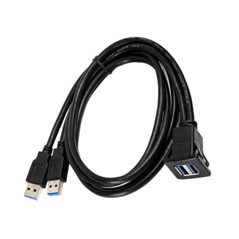 RF-56 double port USB3.0 câble étanche câble d'extension automatique de ligne audio croisée, longueur de câble: 1 m, ligne d'extension audio du tableau de bord