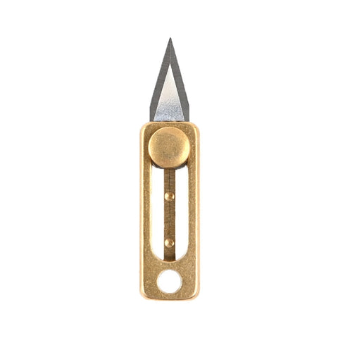 Mini coltello in ottone Carry-on Portachiavi EDC Ciondolo Push-pull Coltello per disimballaggio, Brass