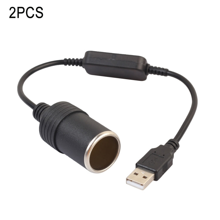 Car USB to Cigarette Lighter Adapter Cables - 2 Pack