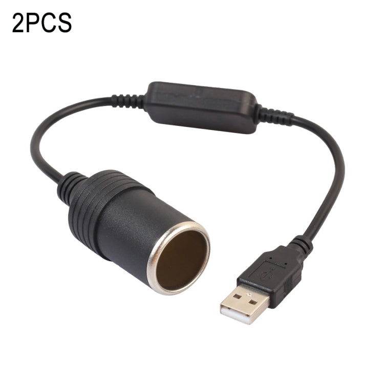Car USB to Cigarette Lighter Adapter Cables - 2 Pack