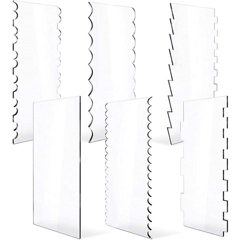 Set di Strumenti per Lisciare il Raschietto per Torta in Acrilico Trasparente 6 in 1 – Utensili Professionali per Decorazioni e Rifiniture Torte, Set Completo per Pasticcieri e Appassionati di Cake Design