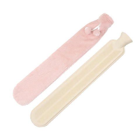 Sacchetti per l'acqua calda in gomma multifunzionali riempiti d'acqua a strisce lunghe da 2 litri, specifiche: peluche rosa, Pink Plush