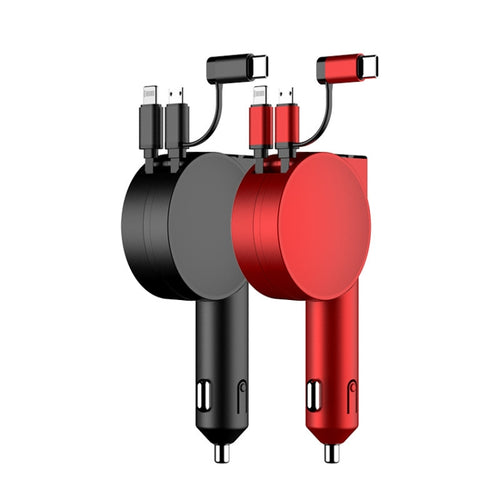 40W Fast Charging Dual Cable Retractable Car Charger