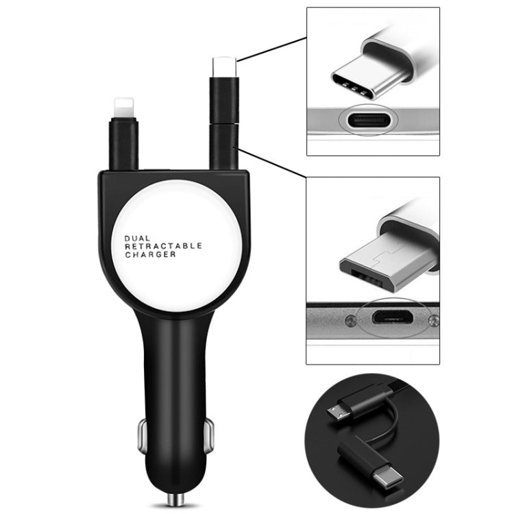 Fast QC3.0 Dual USB Car Charger - 3.1A Retractable Design