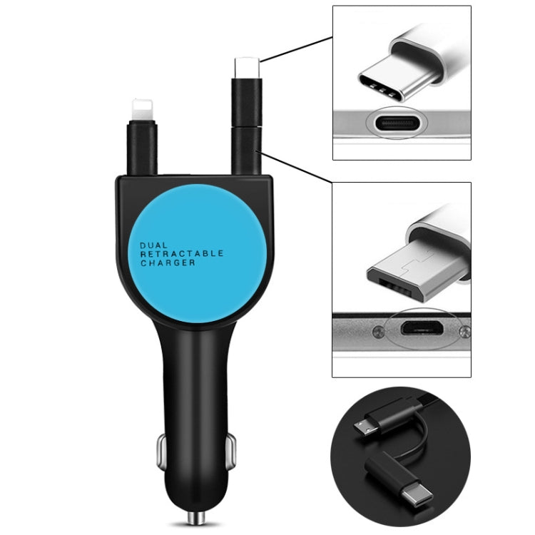 Fast QC3.0 Dual USB Car Charger - 3.1A Retractable Design