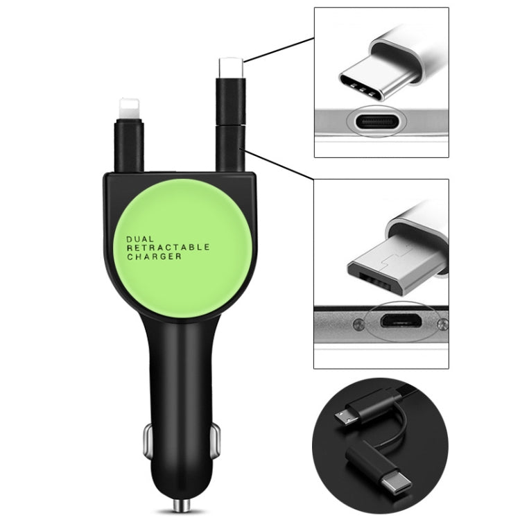 Fast QC3.0 Dual USB Car Charger - 3.1A Retractable Design