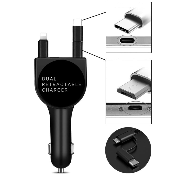 Fast QC3.0 Dual USB Car Charger - 3.1A Retractable Design