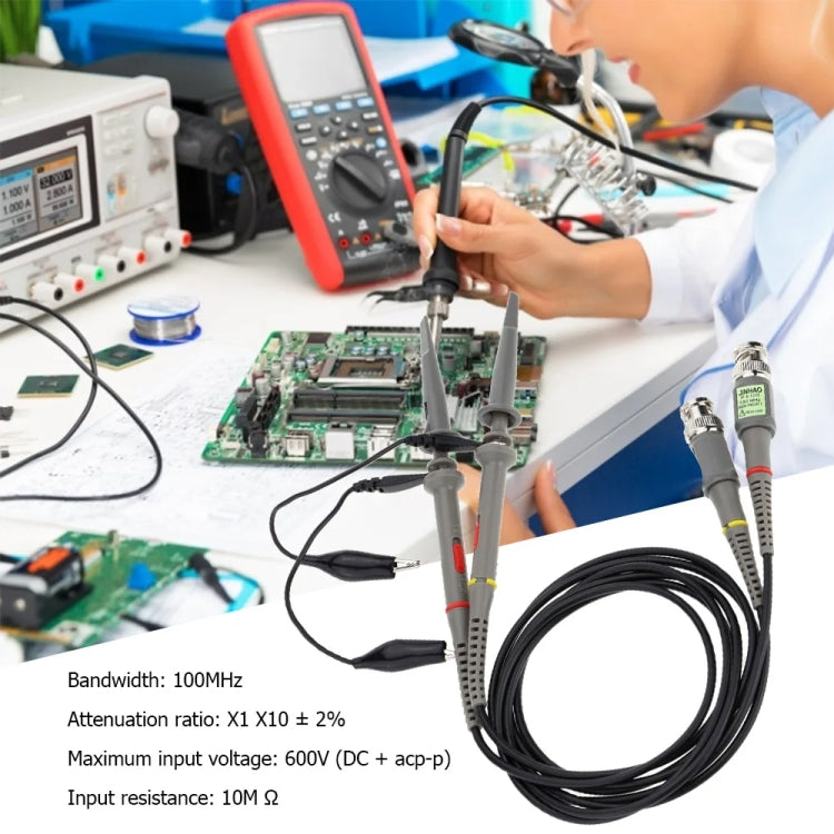 P6100 Oscilloscope Probes - 2pcs DC-100MHz BNC Connectors