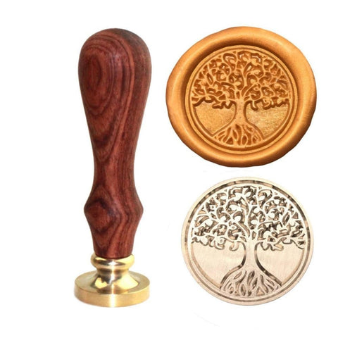 Albero della vita sigillo di cera timbro testa in ottone retrò manico in legno timbro di tenuta rimovibile, Tree Of Life Wax Seal Stamp