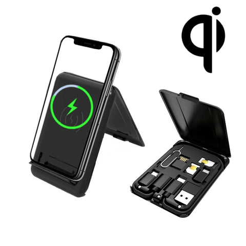 BM3016C Organizzatore cavo dati caricatore wireless 15W con supporto per telefono pieghevole adattatore, BM3016C Black