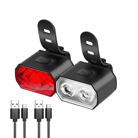 Faro per bicicletta Doppia lampada T6 Perline + 16 fanali posteriori a LED Spia luminosa per casco ricaricabile