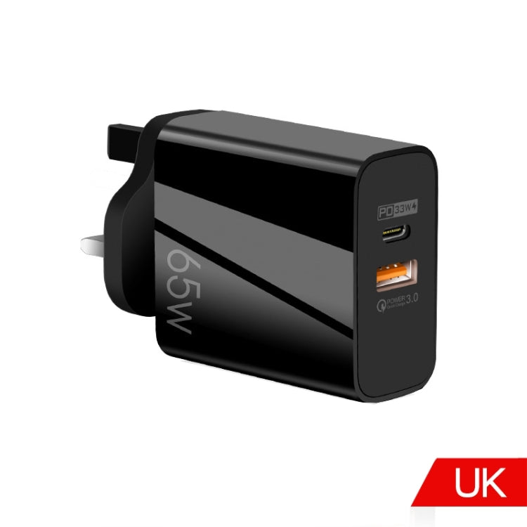 A502 65W USB-C/Type-C+USB Dual Port GaN Charger QC3.0 Laptop Universal Charger, EU Plug Black, EU Plug White, US Plug Black, US Plug White, UK Plug Blac...