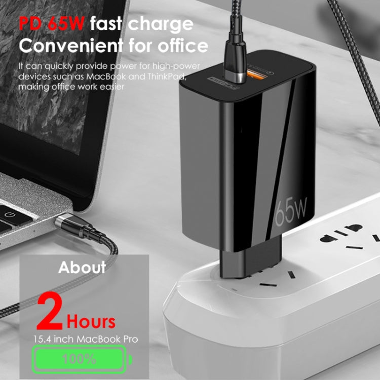 65W USB-C Dual Port GaN Charger with Quick Charge 3.0