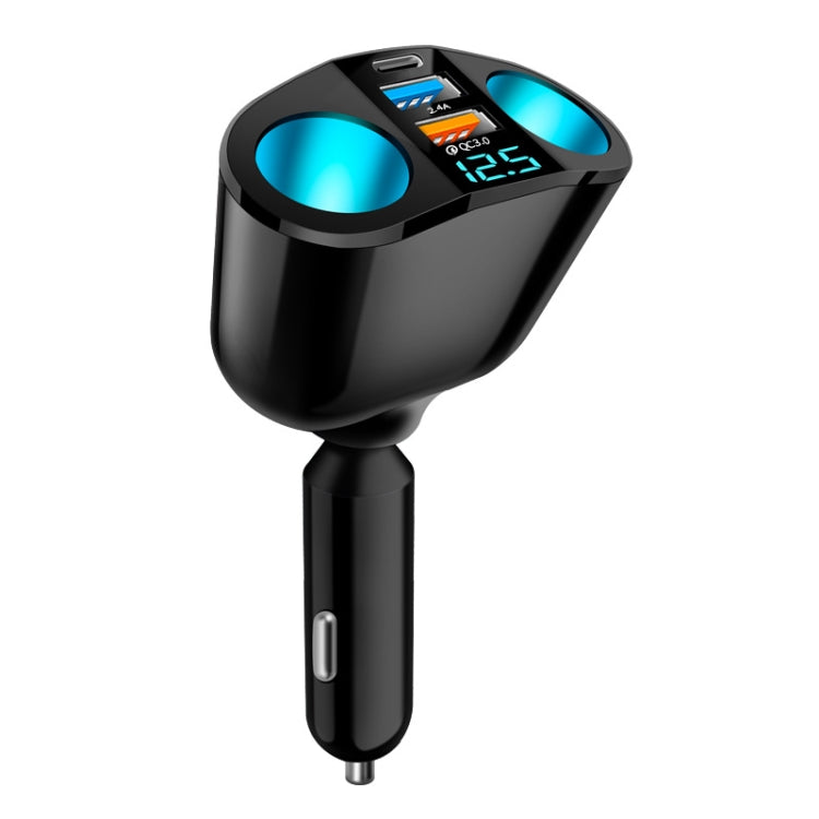 Dual USB Type-C Real-time Digital Display Cigarette Lighter Expansion Car Charger, 3.1A Double A+C, QC3.0+2.4A Dual A+C, 66W Dual A+C                   ...