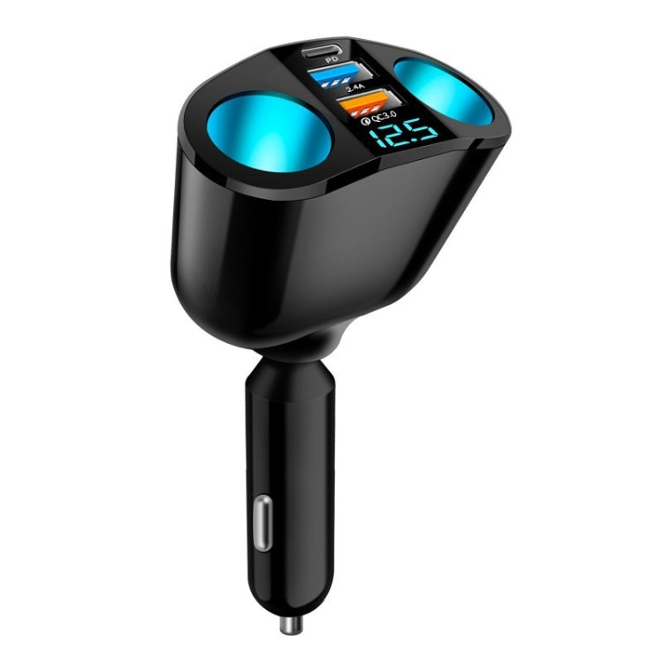 Dual USB Type-C Real-time Digital Display Cigarette Lighter Expansion Car Charger, 3.1A Double A+C, QC3.0+2.4A Dual A+C, 66W Dual A+C                   ...