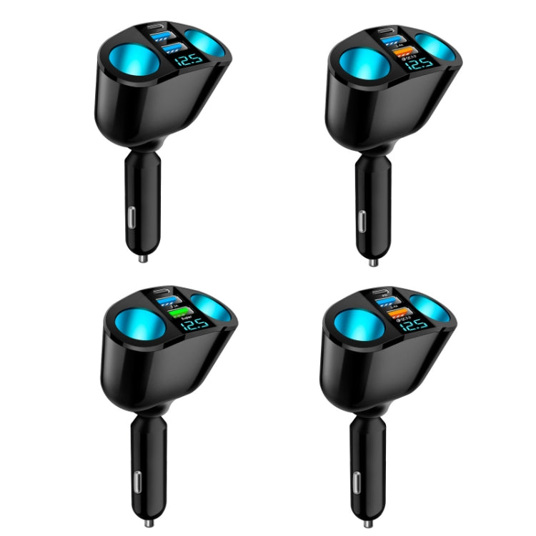 Dual USB Type-C Real-time Digital Display Cigarette Lighter Expansion Car Charger, 3.1A Double A+C, QC3.0+2.4A Dual A+C, 66W Dual A+C                   ...