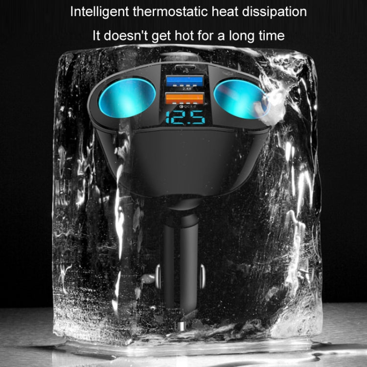 Dual USB Type-C Real-time Digital Display Cigarette Lighter Expansion Car Charger, 3.1A Double A+C, QC3.0+2.4A Dual A+C, 66W Dual A+C                   ...