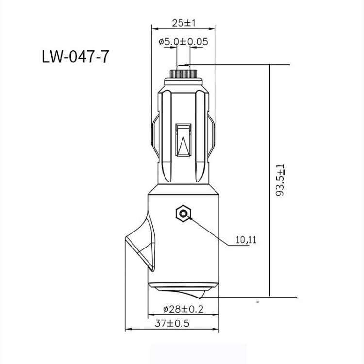 15A Car LED Indicator Light With Switch Cigarette Lighter Plug, LW-047-7