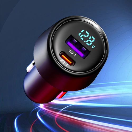 65W Dual Port Car Fast Charger with A+C Connectivity