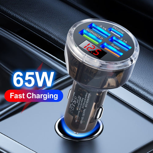 5-in-1 Multi-Port Car Charger with Voltage Display