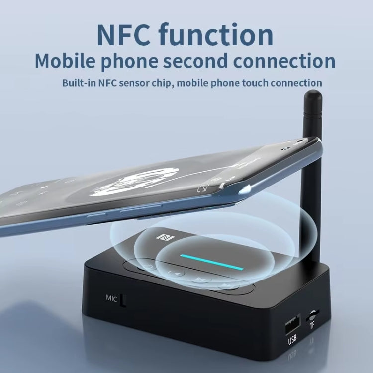 D9 2-in-1 Old-fashioned Audio Car Bluetooth Receiver Transmitter NFC Music Bluetooth Adapter, D9 2-in-1