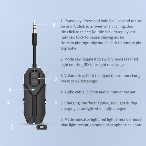 2 In 1 Bluetooth Audio Receiver Transmitter for Car M126