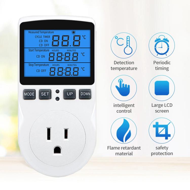Backlight Smart Digital Thermostat Countdown Temperature Control Switch Socket Timing Temperature Controller, Backlight US Plug, Backlight UK Plug      ...