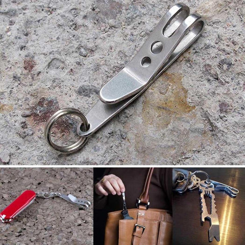 Clip di sospensione portachiavi borsa EDC 5PCS con moschettone fibbia portachiavi in metallo strumento esterno in acciaio inossidabile